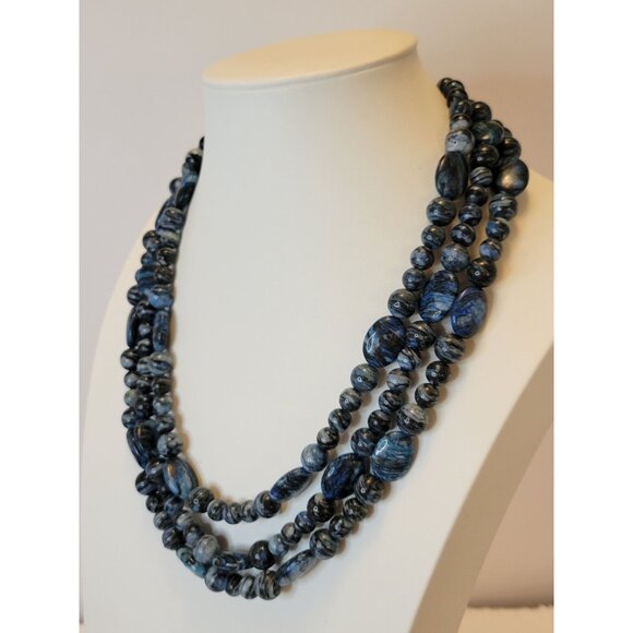 DRT Desert Rose Trading Necklace Three-Strand Blue Agate Beads & 925 Sterling - Picture 8 of 8